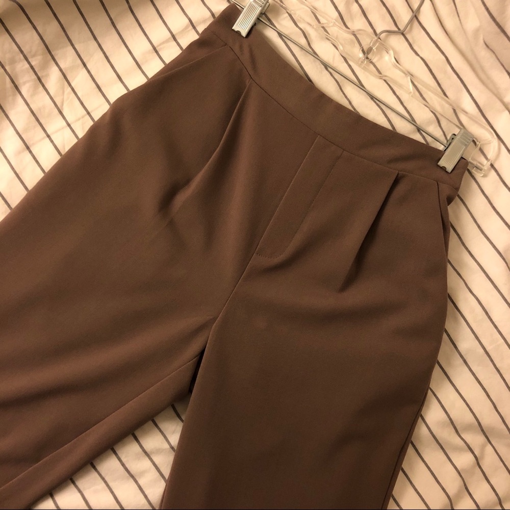 Forever 21 Elasticized Tan Work Straight Pants